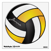 Yellow, Black and White Personalize Volleyball