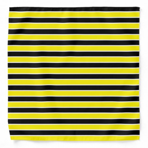 Yellow Black and White Stripes Bandana