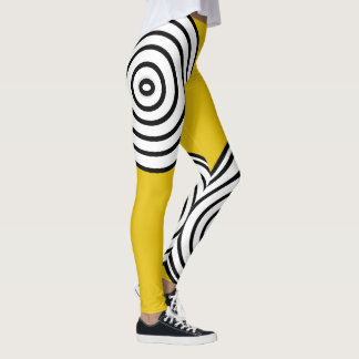 Yellow,black and white strippped Leggings