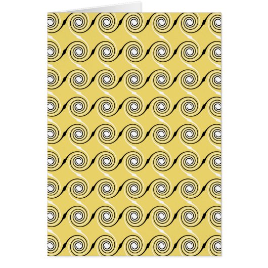 Yellow, Black and White Swirls Pattern. Cards (Front)