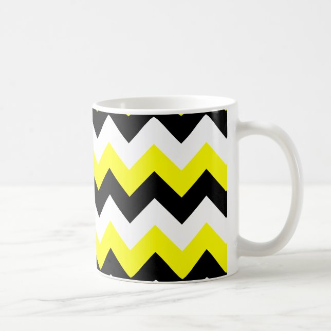 Yellow Black and White Zigzag Coffee Mug (Right)