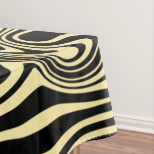 Yellow Black Art Waves Tablecloth - Choose Color