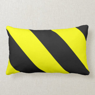 Yellow Black Attention Warning Stripes Lumbar Pillow