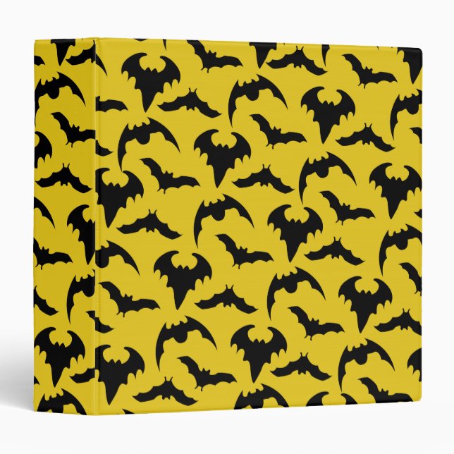Yellow & Black Bats Halloween 3 Ring Binder (Front/Spine)