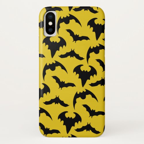 Yellow  Black Bats Halloween iPhone XS Case