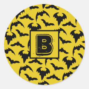 Yellow & Black Bats Halloween Classic Round Sticker