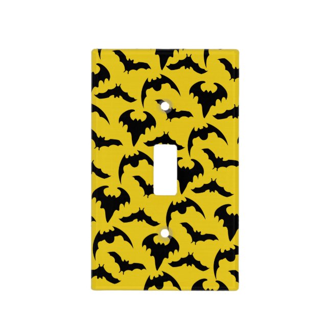 Yellow & Black Bats Halloween Light Switch Cover (Front)