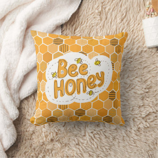 Yellow Black Bee honey Throw Pillow
