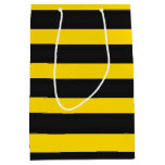[ Thumbnail: Yellow & Black Bee-Inspired Stripes Gift Bag ]