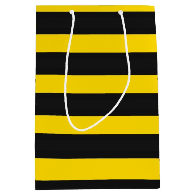 Yellow & Black Bee-Inspired Stripes Medium Gift Bag (Front)