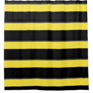 Yellow, Black Bee-Inspired Stripes Shower Curtain