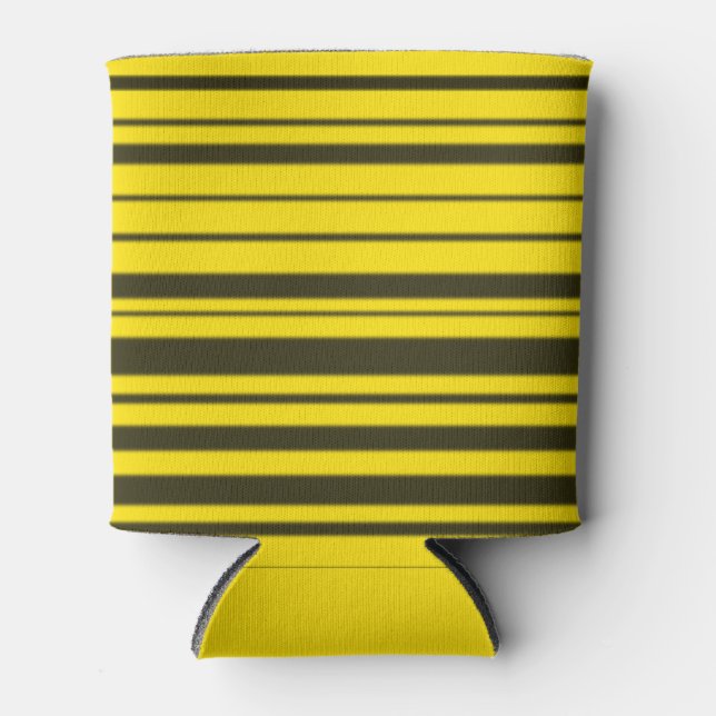 Yellow, Black Bee-Like Stripes Can Cooler (Front)
