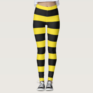 Women's Black And Yellow Stripes Leggings