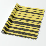 [ Thumbnail: Yellow & Black Bee-Like Stripes Pattern Wrapping Paper ]