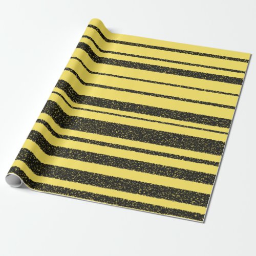 Yellow  Black Bee_Like Stripes Pattern Wrapping Paper