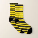 [ Thumbnail: Yellow & Black Bee-Like Stripes Socks ]