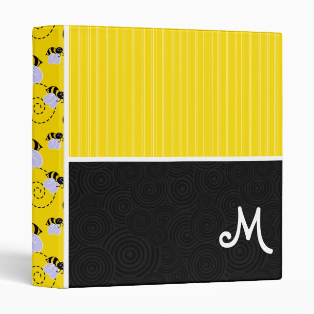 Yellow & Black Bee Pattern Binder (Front/Spine)