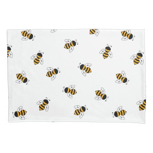 Yellow black bees pattern pillow case