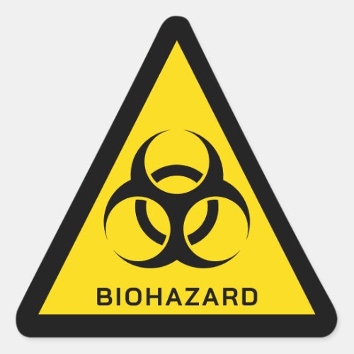 Yellow  Black Biohazard Warning Caution  Triangle Sticker