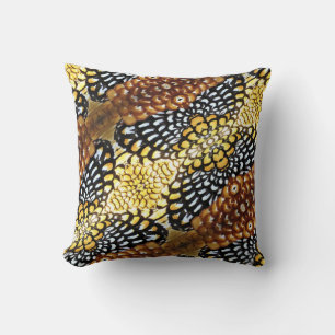 Yellow, Black, Brown, Reeve's Pheasant Feather Throw Pillow