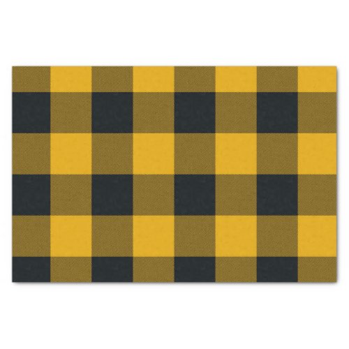 Yellow  Black Buffalo Checkered Plaid Rustic Tissue Paper