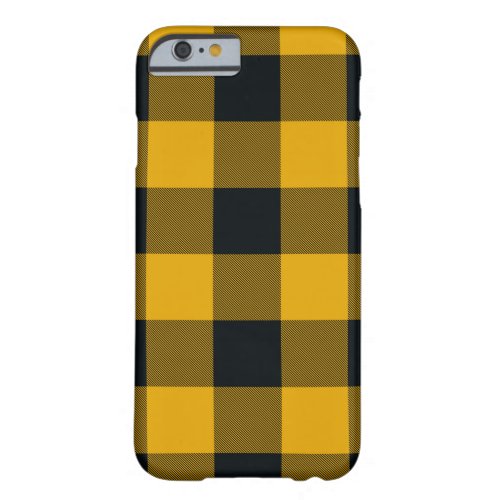 Yellow  Black Buffalo Plaid Checkered Rustic Barely There iPhone 6 Case