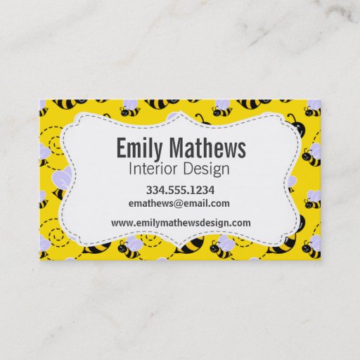 Customizable Yellow &amp; Black Bumble Bee Business Card Templates