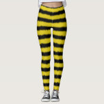 [ Thumbnail: Yellow/Black Bumble Bee Color Stripes Leggings ]