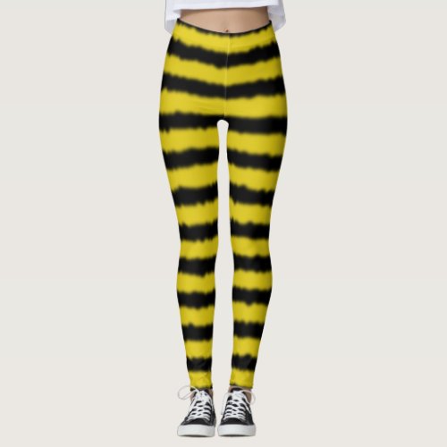 YellowBlack Bumble Bee Color Stripes Leggings