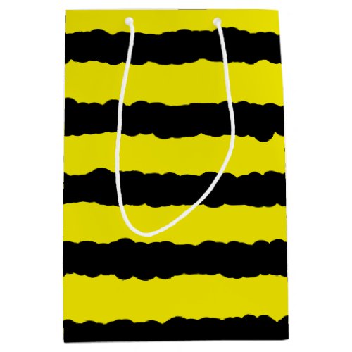 Yellow Black Bumble Bee Color Stripes Medium Gift Bag