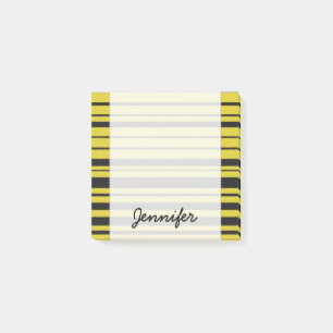 Yellow, Black Bumble Bee Color Stripes + Name Post-it Notes