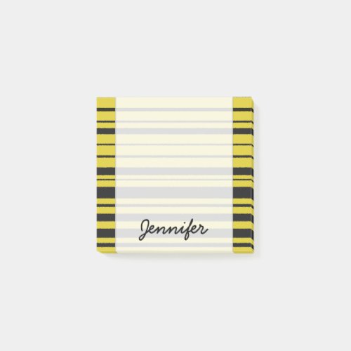 Yellow Black Bumble Bee Color Stripes  Name Post_it Notes