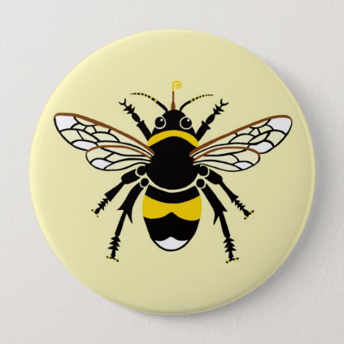 Yellow  black BUMBLE Bee _ Insect _ Nature_ Button
