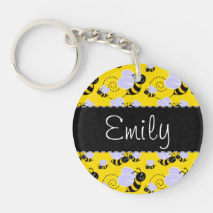 Yellow & Black Bumble Bee Keychain