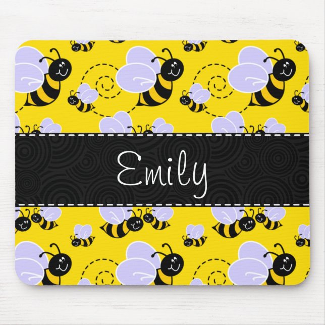 Yellow & Black Bumble Bee Mouse Pad (Front)