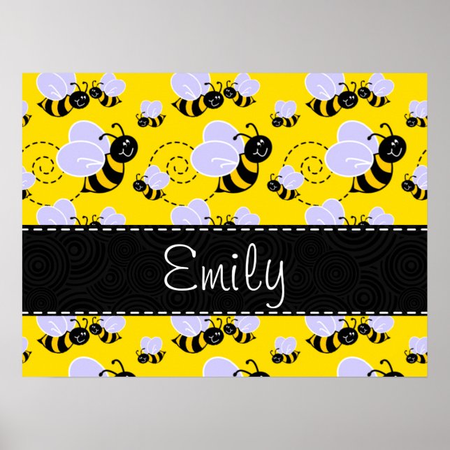 Yellow & Black Bumble Bee Poster (Front)