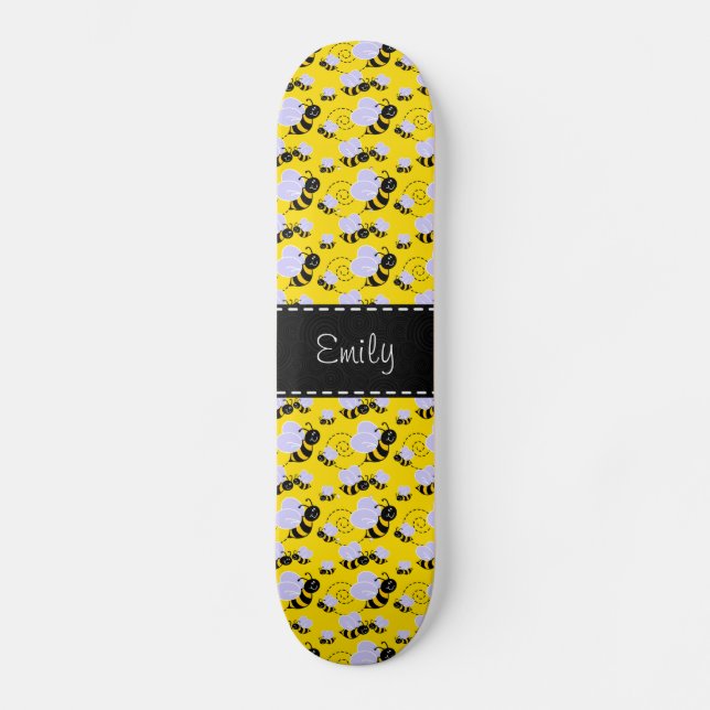 Yellow & Black Bumble Bee Skateboard Deck (Front)
