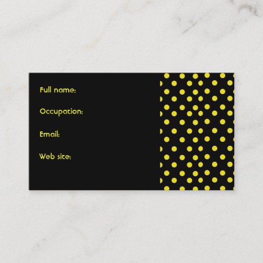 Customizable Yellow &amp; Black Business Card