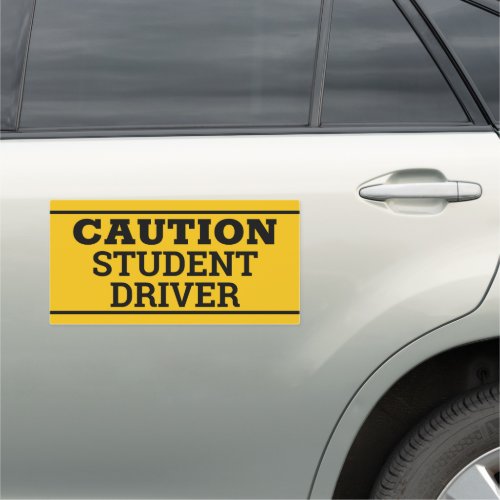 Yellow Black Caution Student Driver Car Magnet