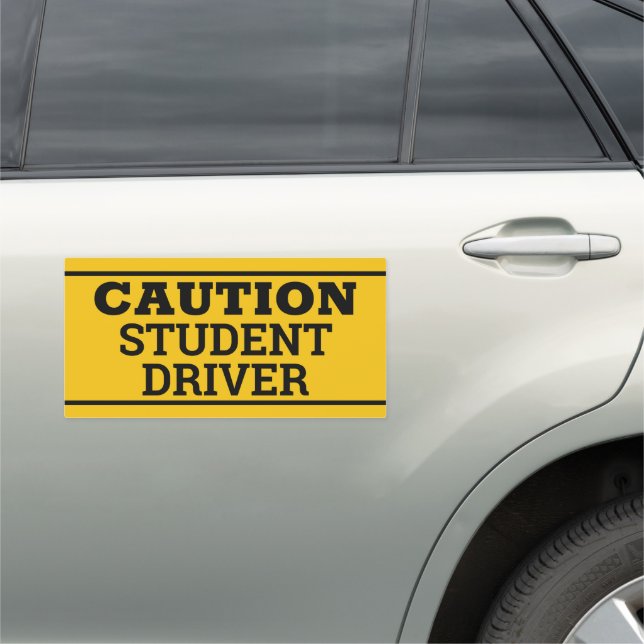 Yellow Black Caution Student Driver Car Magnet (In Situ)