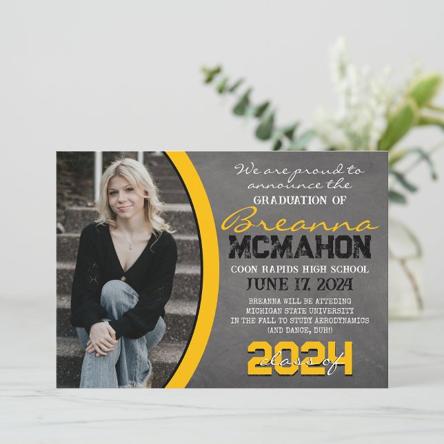 Yellow & Black Chalkboard Graduation Announcement (Creator Uploaded)