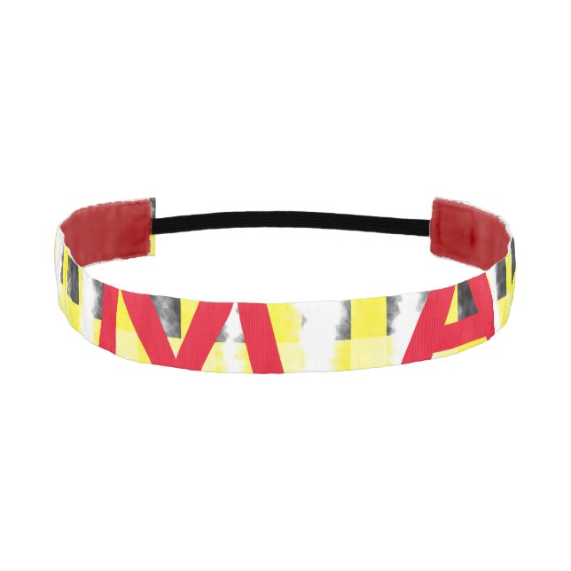 Yellow Black checkboard add name monogram name let Athletic Headband (Front)