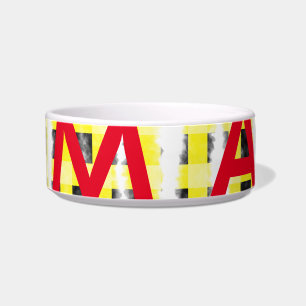 Yellow Black checkboard add name monogram name let Bowl