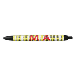 Yellow Black checkboard add name monogram name let Pen
