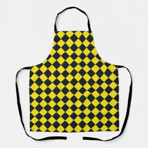 Yellow Black Checker Diamond Pattern Apron