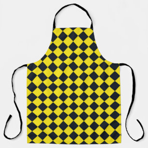 Yellow Black Checker Diamond Pattern Apron