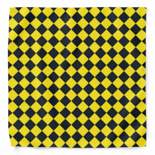 Yellow Black Checker Diamond Pattern  Bandana