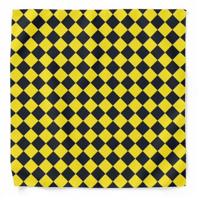 Yellow Black Checker Diamond Pattern  Bandana (Front)
