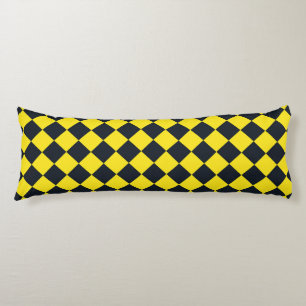 Yellow Black Checker Diamond Pattern  Body Pillow