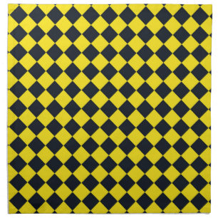 Yellow Black Checker Diamond Pattern Cloth Napkin